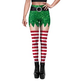 ALBIZIA Women's Satan Cluas Ugly Christmas Xmas Leggings Funny Costume Tights(B1043,LXL)