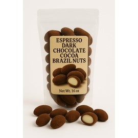 Espresso Dark Chocolate Cocoa Brazil Nuts 16 oz Bag