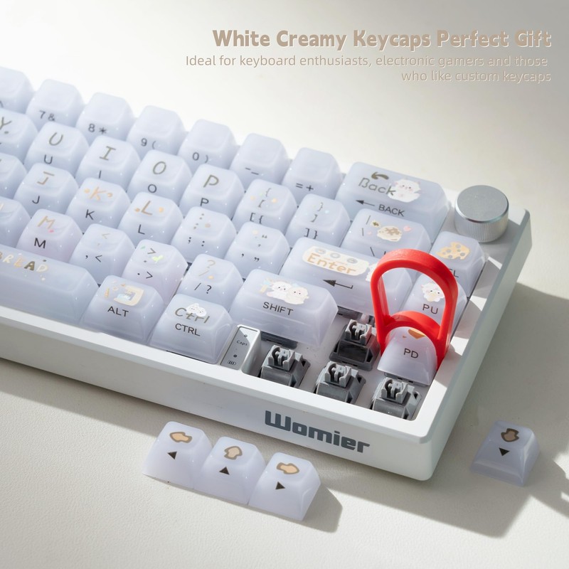Womier White Jelly Keycaps, Ceramic Keycaps Style Clear Keycap