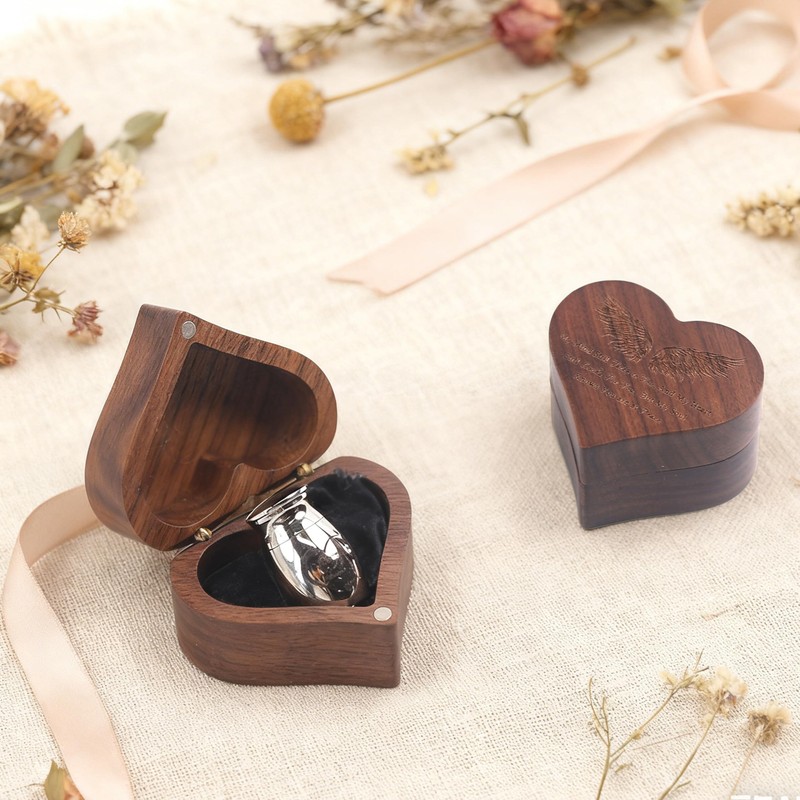 Small Urns for Ashes Heart Shaped Wooden Keepsake Box with