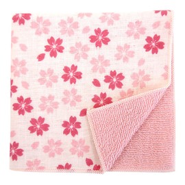 濱文様 和たおるセミウォッシュ（タオルハンカチ） まめ桜 ピンク