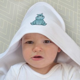 Azeeda 'Sitting Hippo' Baby Hooded Towel (HT00016066)