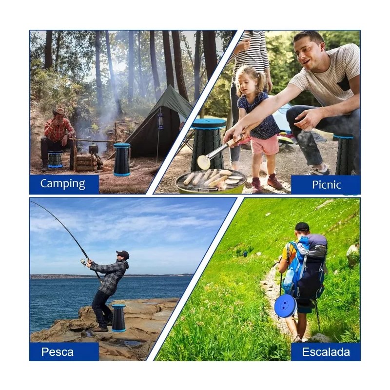 Banco Retráctil Silla Camping Plegable Antideslizante25x45cm