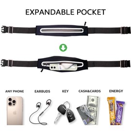 Slim Running Belt Fanny Pack for Women Men,Running Waist Pack for Workout Jogging,Money Belt,Fishing Belt,Runners Phone Holder Running Gear Accessories(Black)
