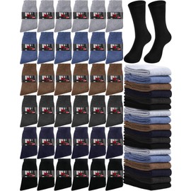Toulite 60 Pairs Mens Womens Thermal Winter Socks Bulk Warm Thick Cozy Boot Socks Winter Hiking Socks for Homeless Care (Navy, Blue, Black, Light Gray, Coffee, Dark Gray)