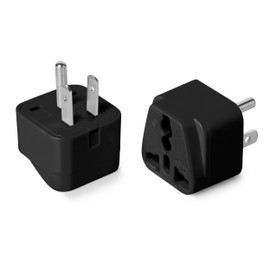 Bates- Universal Adapter, 2 Pack, Black Travel Adapter, UK to US Plug Adapter, Universal Plug Adapter Plug, Universal Travel Adapter, European to American Plug Adapter, Europe to US Plug Adapte