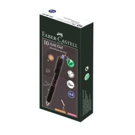 Faber-Castell 27111020 Arte Gel Ballpoint Pen, 0.5mm, Astronomer (Black Body) Black, Set of 10