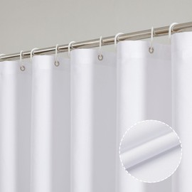 OVZME Zora White Shower Curtain, Fabric Shower Curtain for Bathroom - Soft Cloth & Hotel Spa Quality, Water Repellent Bath Curtain, Washable Shower Curtain Set with 12 Hooks, Grommets Top, 72Wx72L