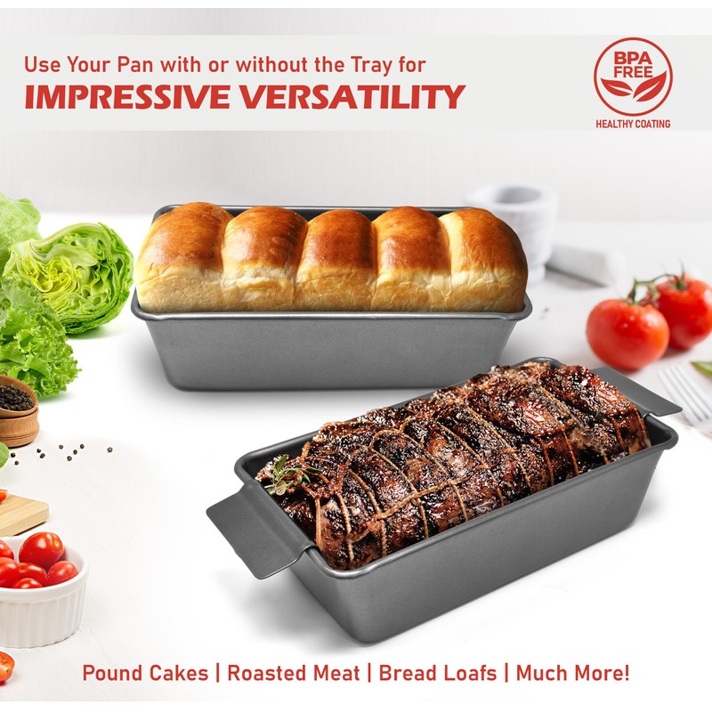 PERLLI Meat Loaf Pan with Drip Tray – 2 Pc.