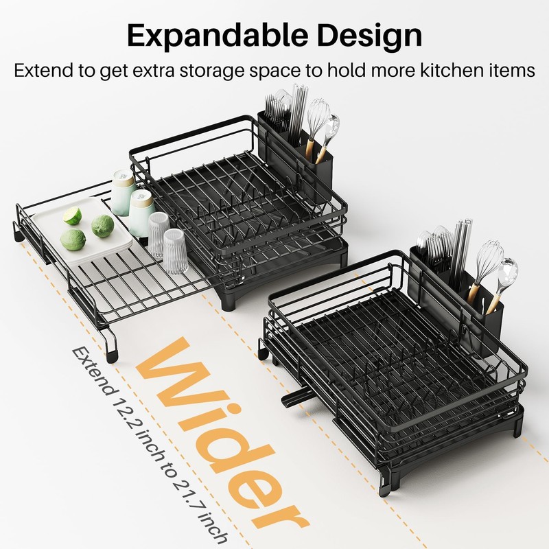 Dish Drying Rack - Extendable Dish Rack, Large Sink Drying