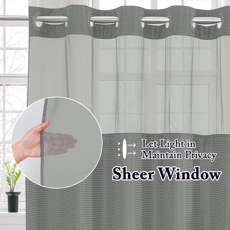 Gibelle Long Shower Curtain 72x80, Waffle Weave Bathroom Shower Curtain
