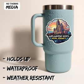 Atlantic City New Jersey Sticker 4 Inch - Waterproof Vinyl Decal for Laptop Water Bottle Car Tumbler - Durable Aesthetic Long-Lasting Stickers for Adults ID44990