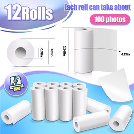 Kids Instant Print Camera Paper, Thermal Printing Paper Set for Kids Instant Print Camera，12Rolls Refill of Photographic Paper (0.98x2.2 inchs)