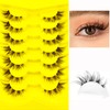 7 Pairs of Clear Band False Eyelashes, Cat Eye, Natural