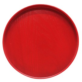 Round Solid Wood Serving Tray, Non-Slip Tea Coffee Snack Plate Food Meals Serving Tray with Raised Edges for Home Kitchen Restaurant(9.5inch,Red)
