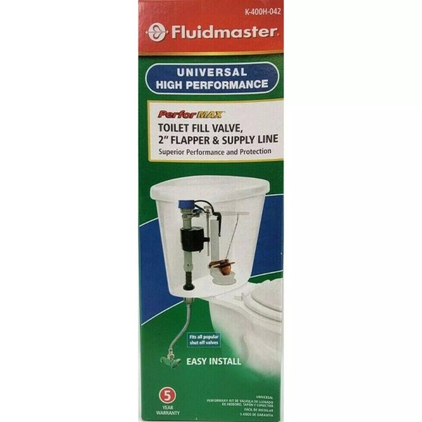 Universal Fluidmaster 400A-042 Universal Toilet Fill Valve & 2" Flapper