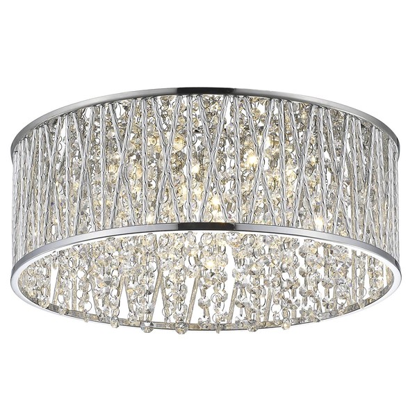 Decor Therapy Collins Laser Cut Aluminum and Crystal LED Ceiling Light, Chrome