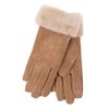 Isotoner Ladies Three Point Suede Gloves With Faux Fur Cuff