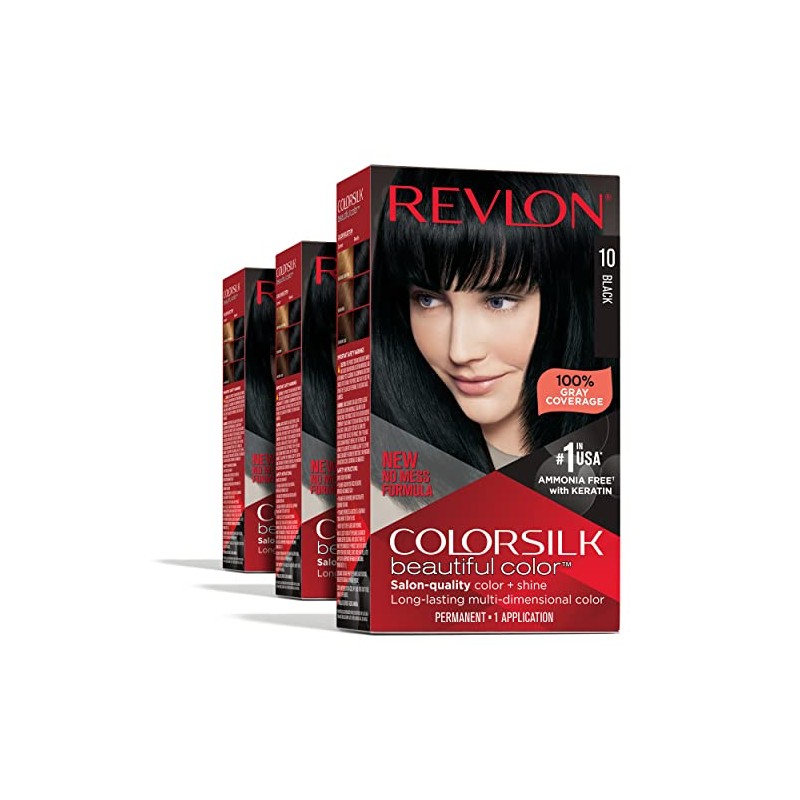 Revlon Colorsilk Beautiful Color, Black, 3 Count