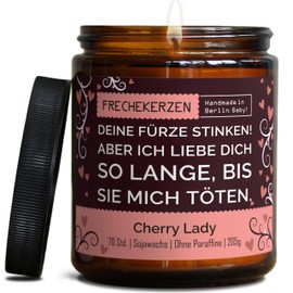 Lustige Duftkerze mit Spruch für Partner | Handgemacht aus Sojawachs | In Geschenkbox | Nachhaltiges Valentinsgeschenk | Ehe Mann, Freund, Frau, Freundin, Verlobte, Jahrestag |Kirsche