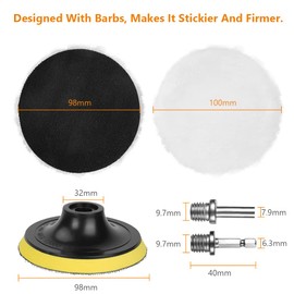 URAQT Car Polishing Pads for Drill, 8 Pack Professional Wool Polishing Pads, Car Buffer Polisher Kit with M10 Drill Adapter and Hex Shank Bit Adapter, For Car Furniture Polishing Waxing (100mm)