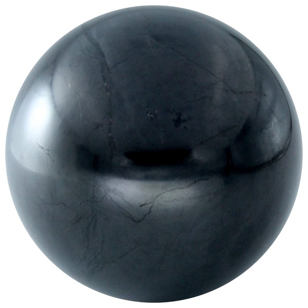 Heka Naturals Shungite Black Crystal Sphere | 2.75 Inch - Decorative Crystal Chakra Decor, Home Decor - Real Crystal Stress Ball, Feng Shui Orb, Healing & Massage Ball