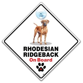Rhodesian Ridgeback On Board Sign, Rhodesian Ridgeback Car Sign, Rhodesian Ridgeback Dog Breed Vehicle Sign, Dog On Board Suction Cup Sign 14cm x 14cm