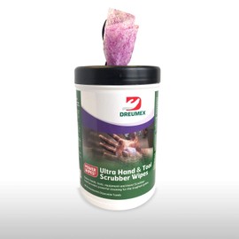 Dreumex Power Wipes, Ultra Heavy Duty Hand & Tools Cleaning Wipes, Large Multipurpose Disposable Shop Towels, 6 Pack of 90 Count Canisters, Perfect for Removing Dirt, Tar, Oil, Grease, White/green (41000905005)