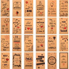 Motivational Quote Cards Mini Kraft Inspirational Cards Gratitude Encouragement Cards for Home Office School Supplies, 24 Styles (48)