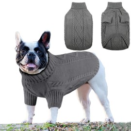 Small Medium Dog Jumpers, Dog Sweaters Pet Cat Warm Knitted Cozy Fall Winter Puppy Cold Clothes, Soft Classic Turtleneck Knitted Dog Pullover Sweater for Pug, Bulldog, Dachshund