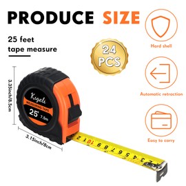24 Pieces Tape Measure 25 Feet Retractable Measuring Tape Bulk Self Locking Measurement Tape Easy to Read with Fractions, Metric Inches and Imperial Measurement