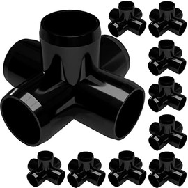 FORMUFIT F0125WC-BK-10 5-Way Cross PVC Fitting, Furniture Grade, 1/2" Size, Black (Pack of 10)
