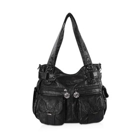 NICOLE & DORIS Handbags Women's Faux Leather Shoulder Bag Designer Shopper Hobo Bags Large Bag, black, hobo