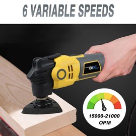 NEWONE Oscillating Tool 4 Amp Oscillating Multi-Tool Kit with 4° Oscillation Angle,6 Variable Speed with 5-piece Electric Multitool Blades (Yellow Black)