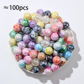 ANCADN 16mm Acrylic Beads Multicolor Beads Pen Beads Bubblegum Beads DIY Beading Hairband Bracelets Necklace Craft for DIY Jewelry Making (Double Cloud)