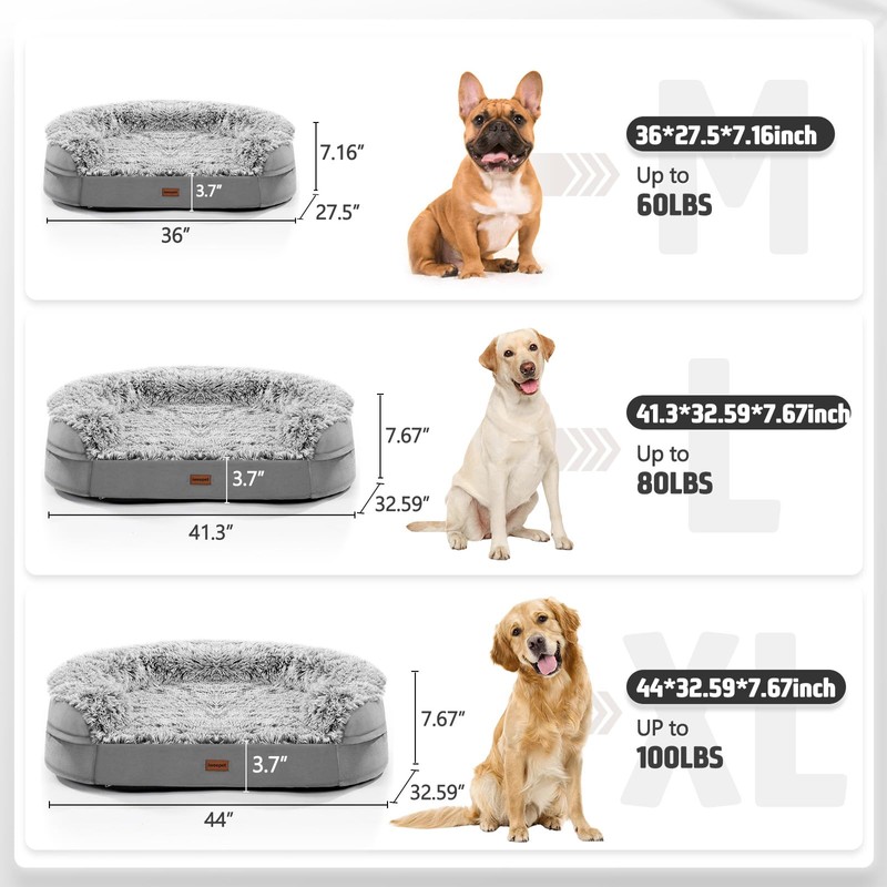 3.7 inch Thickened Orthopedic Dog Beds for Extra Large Dogs,