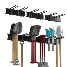 BJONKZ Garage Tool Rack Wall Mount – 48 inches Heavy-Duty Garden Tool Holder with 6 Adjustable Hanging Hooks – Garage Wall Storage Organizer for Shovel, Rake – Max Load 540 lbs (48 inch)