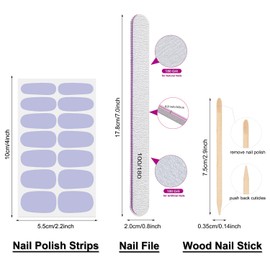DANNEASY 8 Sheets Lavender Nail Wraps for Women Solid Color Nail Polish Stickers Stick on Nail Polish Strips Gel Nail Strips Self Adhesive Fingernail Sticker Nails with Nail File, Cuticle Stick