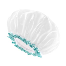 mikimini White Shower Caps for Women Reusable Waterproof Washable Super Cute (M(Pack of 1))
