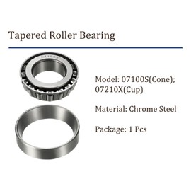 Kozelo 1pcs 07100S/07210X Tapered Roller Bearing - [1 Inch x 2 Inch x 0.591 Inch] Chrome Steel Bearing Cone and Cup Set for Conveyor System Use