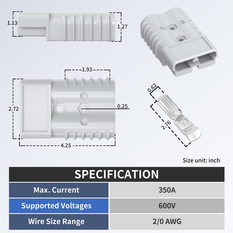 RVBOATPAT 2PCS 350 Amp Battery Cable Connector 2/0 AWG Battery