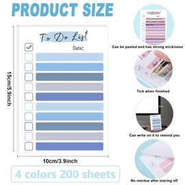 BEANPRECOY 4 Packs to Do List Notepad Cute 240 Sheets Daily Planner Sticky Notes 4x6 Inches Memo Pad Pastel Candy Color Portable Office Planner Fun Gifts for Work Planners, Daily to-Do List Planners