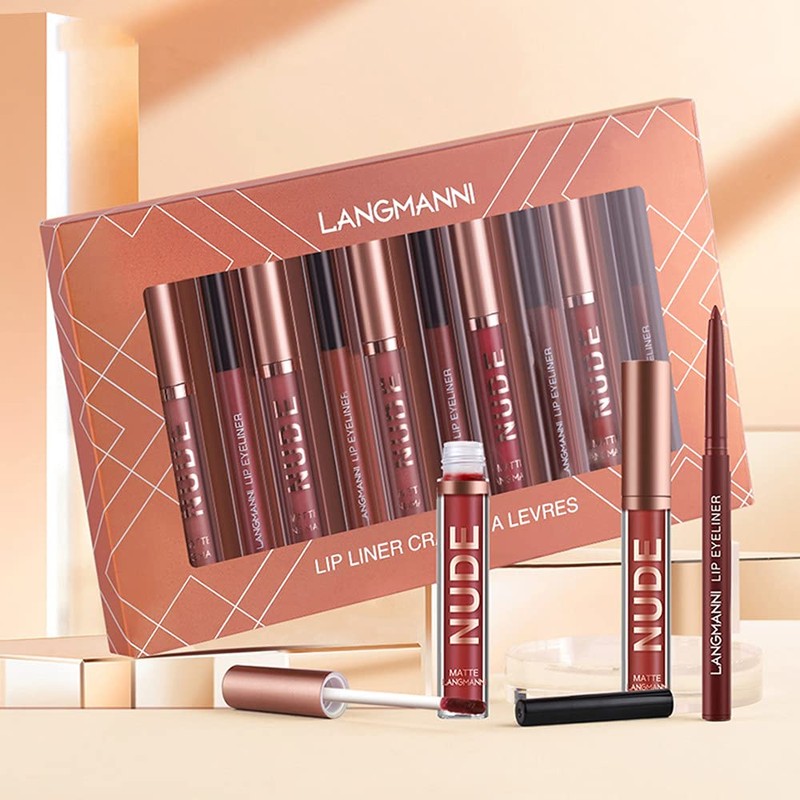 6 Pcs Velvety Matte Lip Gloss + lip Liner Set