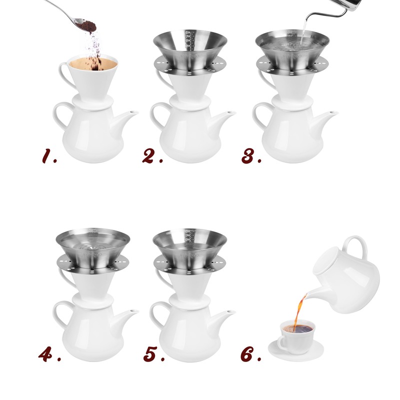 Cafeta Brewing aid for hand-brewed filter coffee, dishwasher-safe, 100% stainless