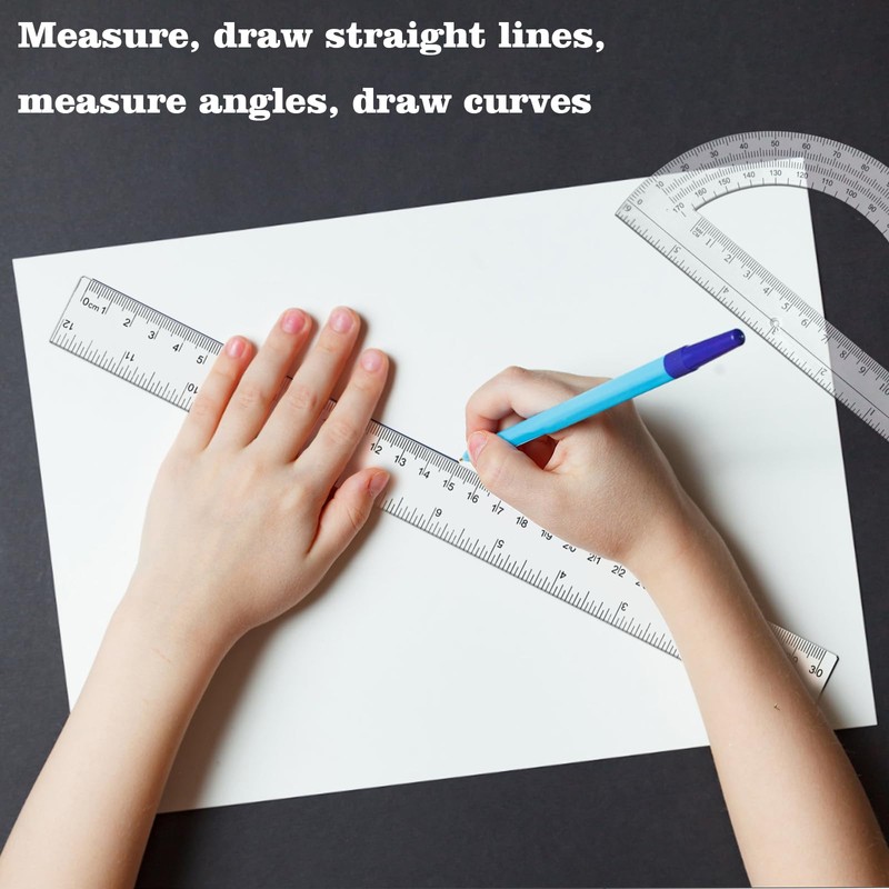 Tdfronien 2 Packs 12 Inch Plastic Ruler and 6 Inch