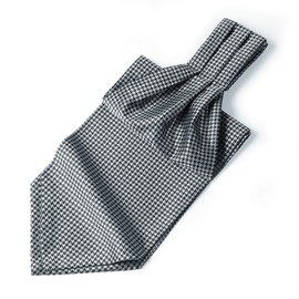 HISDERN Men's Floral Jacquard Woven Self Cravat Tie Ascot Navy Blue/Yellow