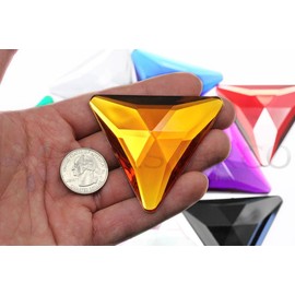Allstarco 68mm Orange Hyacinth H125 Flat Back Triangle Acrylic Gems Pro Grade Individually Wrapped - 2 Pieces