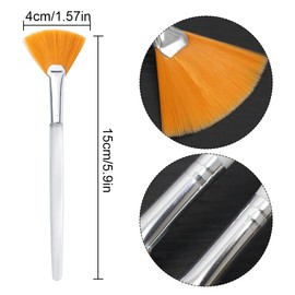 YATEICBC - 8 Pcs Face Brush, Fan Brush, Fan Brush Cosmetic, Clear Plastic Handle Makeup Brush, Face Cream Makeup Tool