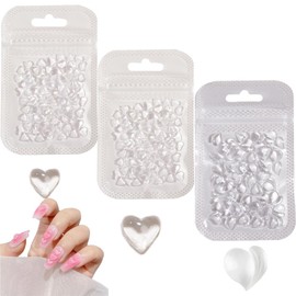 250 PCS 3D Heart Nail Art Charms Flatback Heart Nail Rhinestones Clear Acrylic Heart Nail Gems for Women Girls Nail Art Design DIY Craft Manicure Accessories