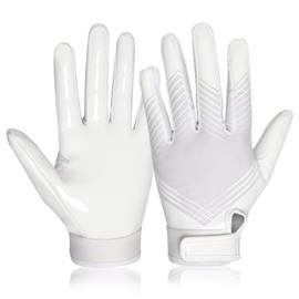 RIGWARL Football Gloves Men, Youth & Adult Football Gloves, Performance Enhancer Receiver Gloves with Super Tacky Grip for Ultimate Experience, Adult & Youth Sizes (White, Adult-L)